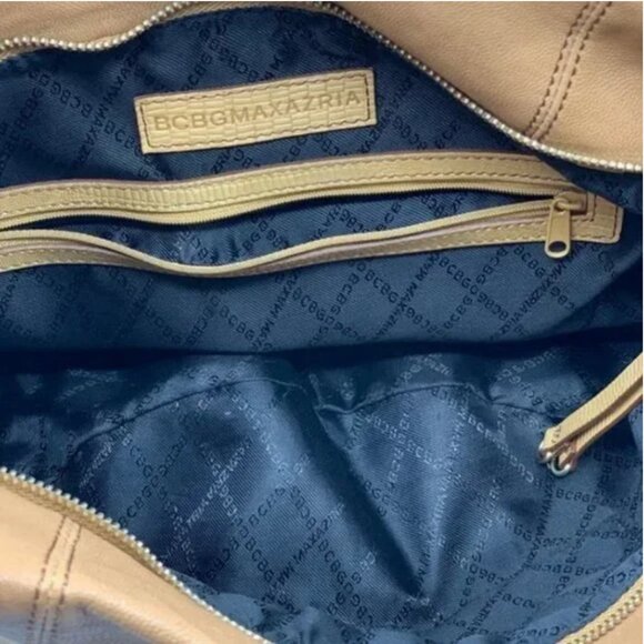 BCBGMaxAzria Tan Leather Hobo Crossbody Shoulder Bag Adjustable Strap - Picture 7 of 8